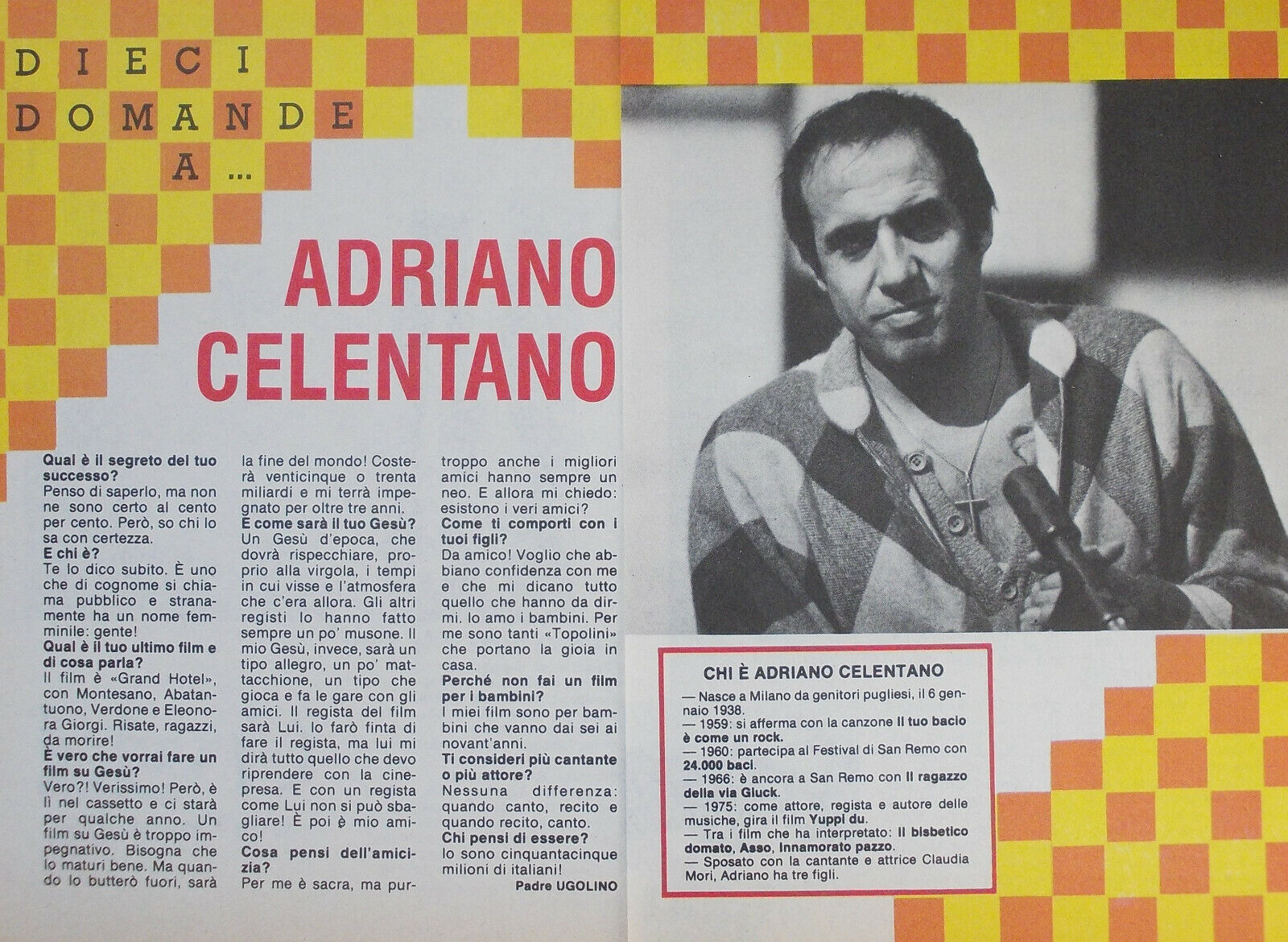 DIECI DOMANDE A... Adriano Celentano INTERVISTA DEL1982